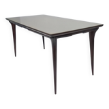 Rectangular Ebonized Beech Dining Table with a Taupe Glass Top, Italy