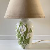 Italian ceramic lamp with arum flowers