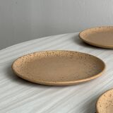 Lot de 4 assiettes en grès moucheté vintage