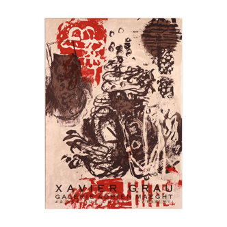 Affiche réalisée en lithographie originale Xavier Grau Galerie Maeght 1988