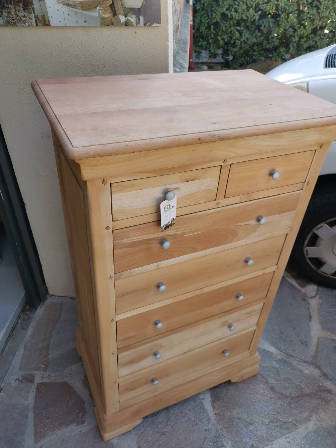 Louis Philippe chest of drawers with 7 drawers in raw wood