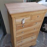 Louis Philippe chest of drawers with 7 drawers in raw wood