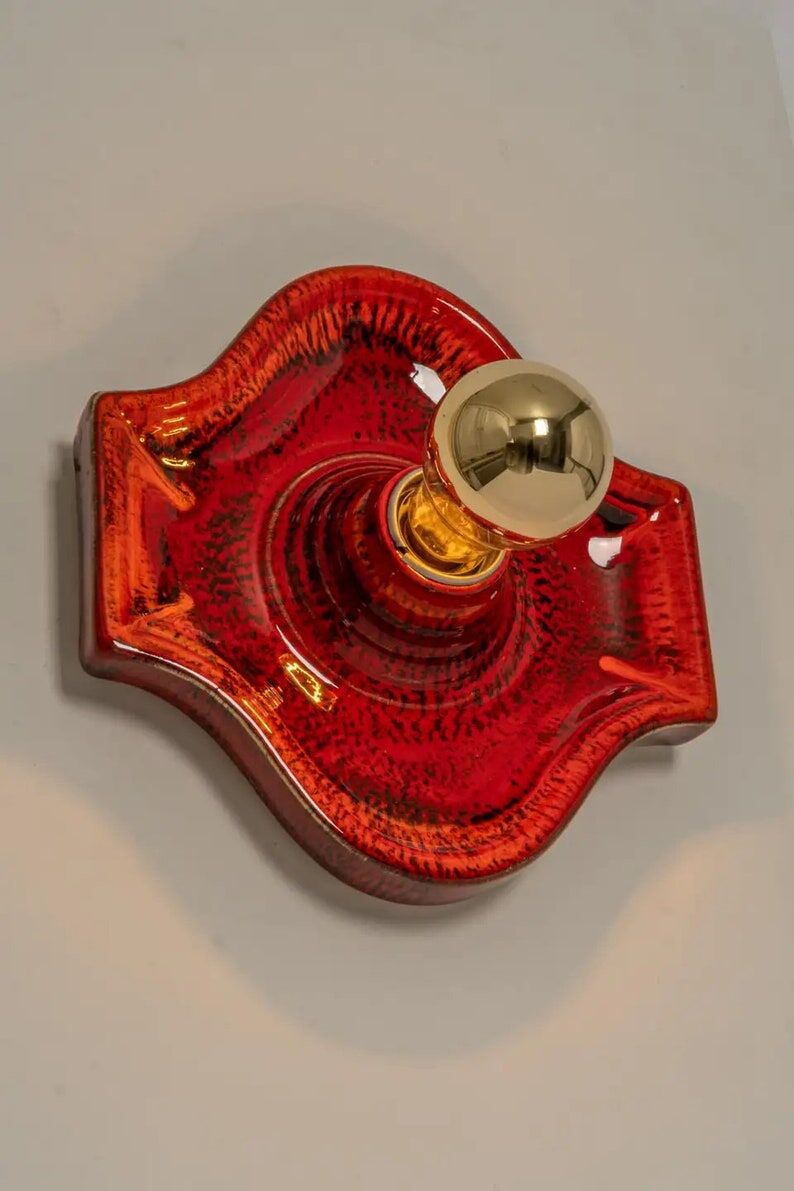 Wall lamp in red and orange ceramic Sputnik, Germany, 1970s