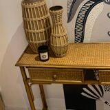 Console rotin vintage