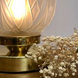 Vintage art deco globe table lamp in frosted glass