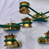 suite of 2 pairs of wall lamps 1940/1950 green & gold DLG Jean Royere VINTAGE