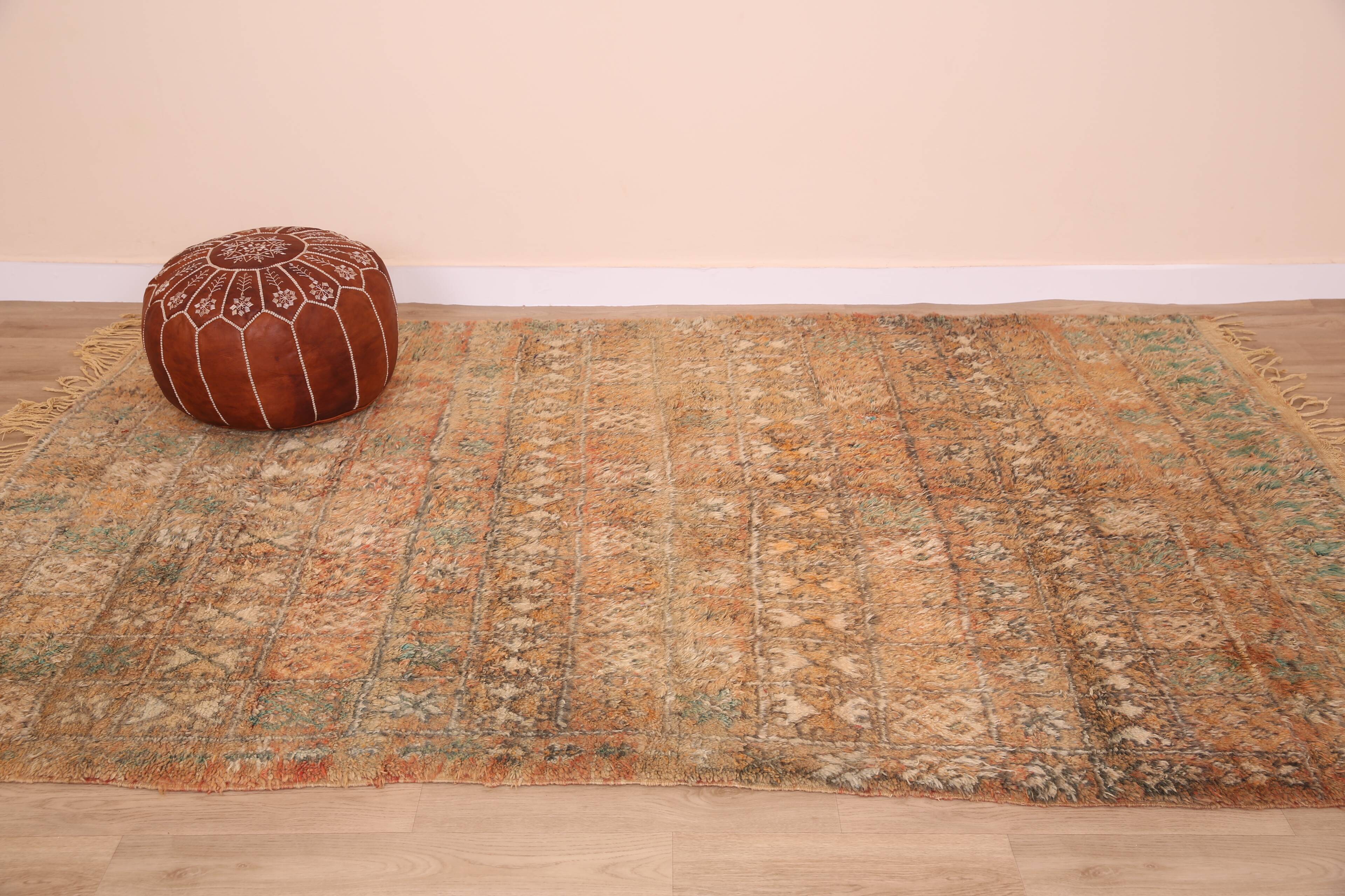 Peach Vintage Moroccan Rug 178 x 264 cm, Berber Wool Rug, Handmade Boho Rug