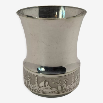 Breton cup in silver metal