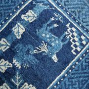 1900s Chinese PaoTao wool rug with deer, blue & ivory, 67 × 131 cm - 1C1306