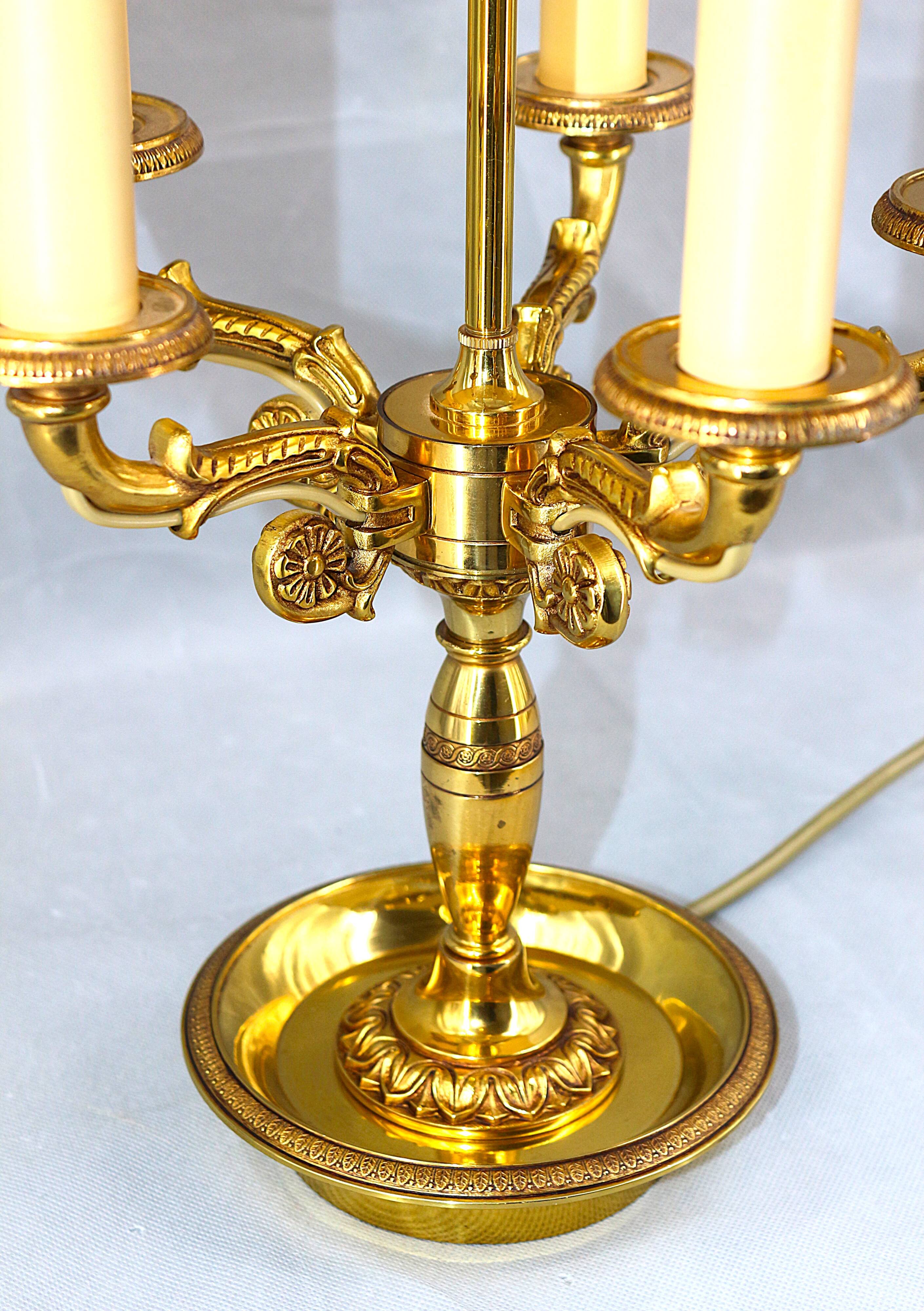 Bronze Bouillotte Lamp in Solid Empire Style Five Lights * Lucien Ga