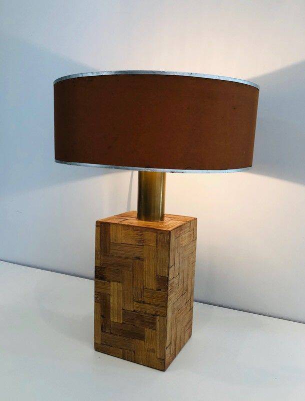 Straw marquetry lamp