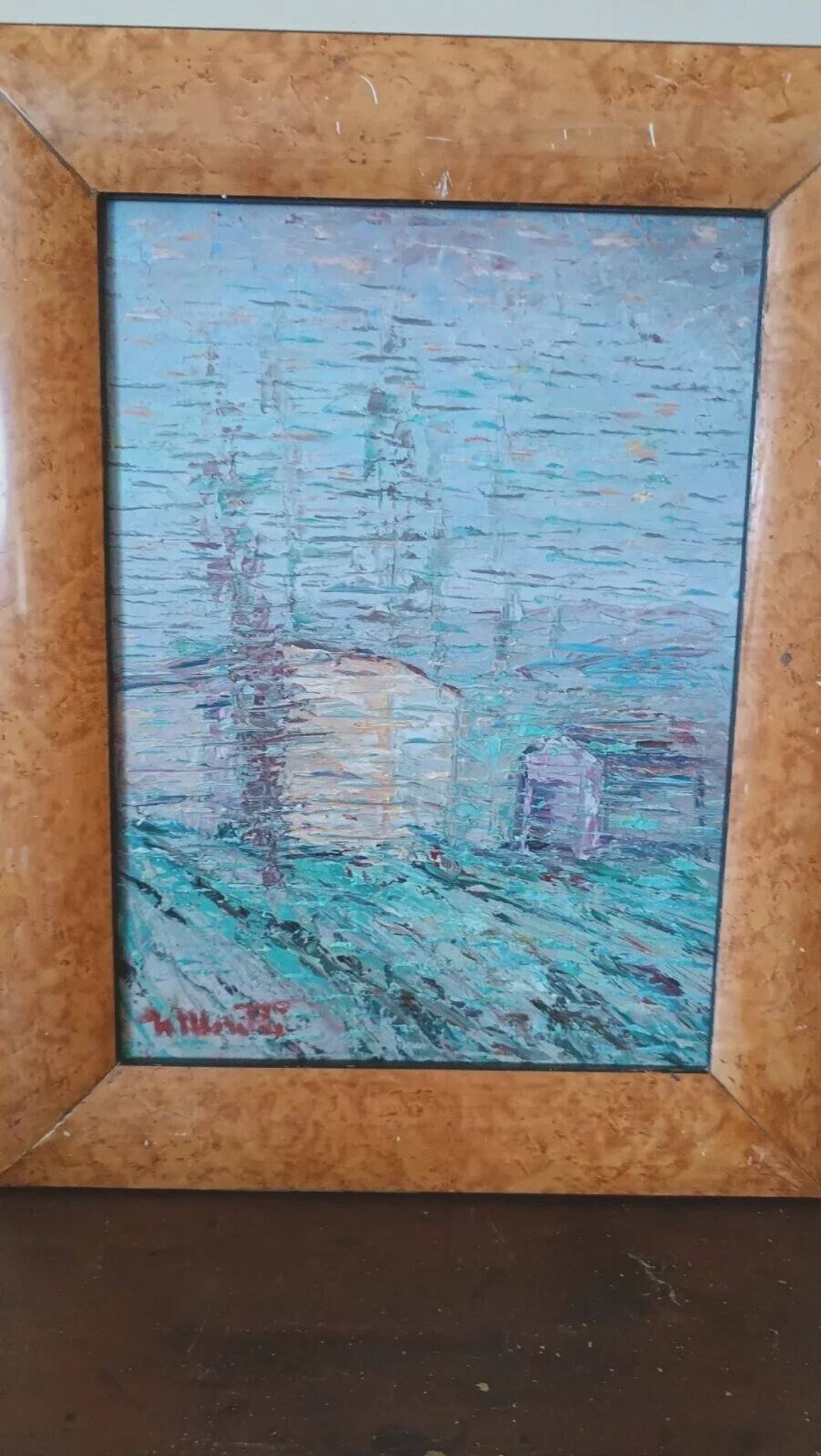 oil painting on hardboard signed Moretti