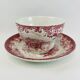 Breakfast Cup and Saucer Coaching Scenes Red by Johnson Bros