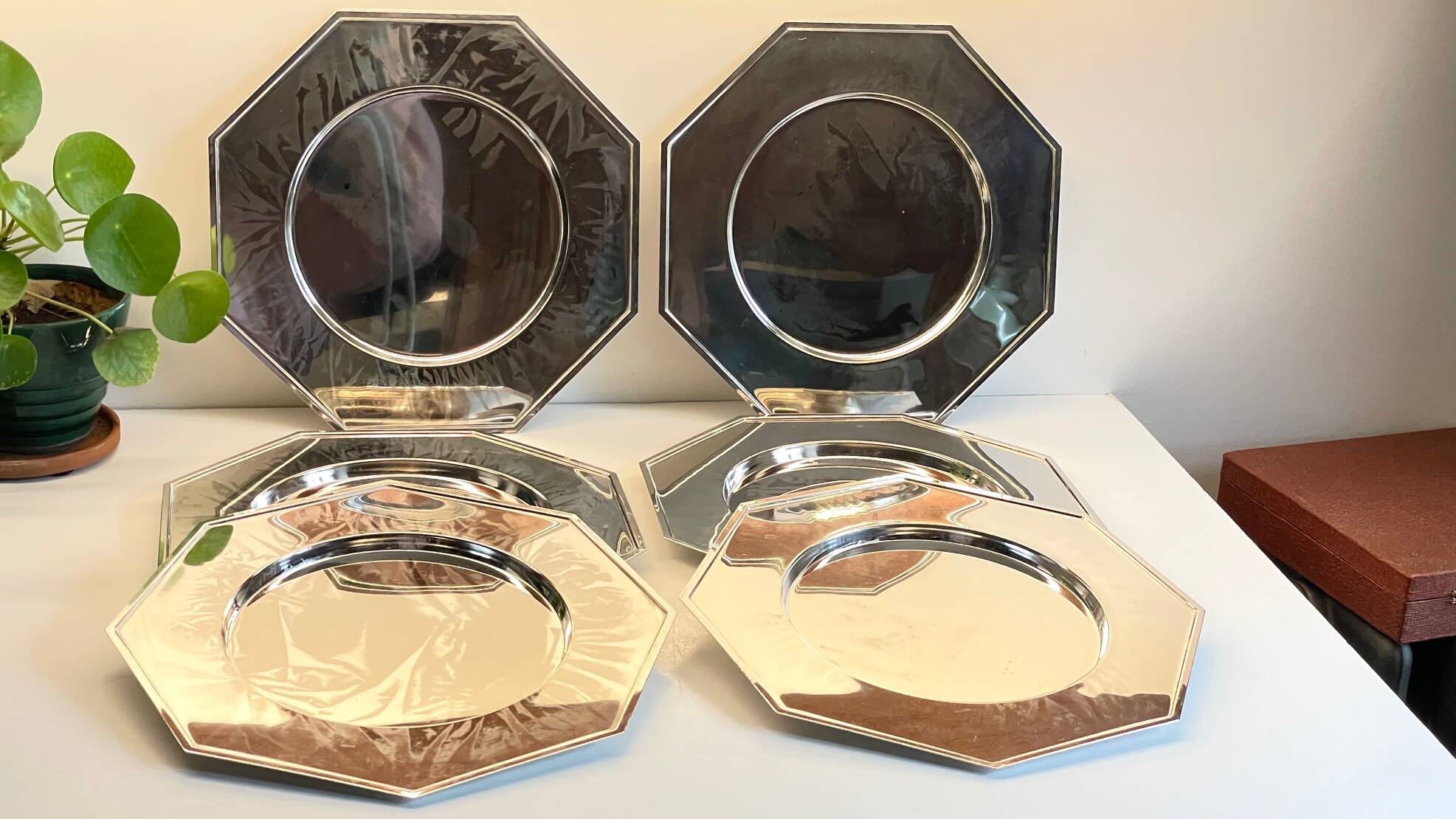 6 Vintage Silver-Plated Metal Plates and Dishes