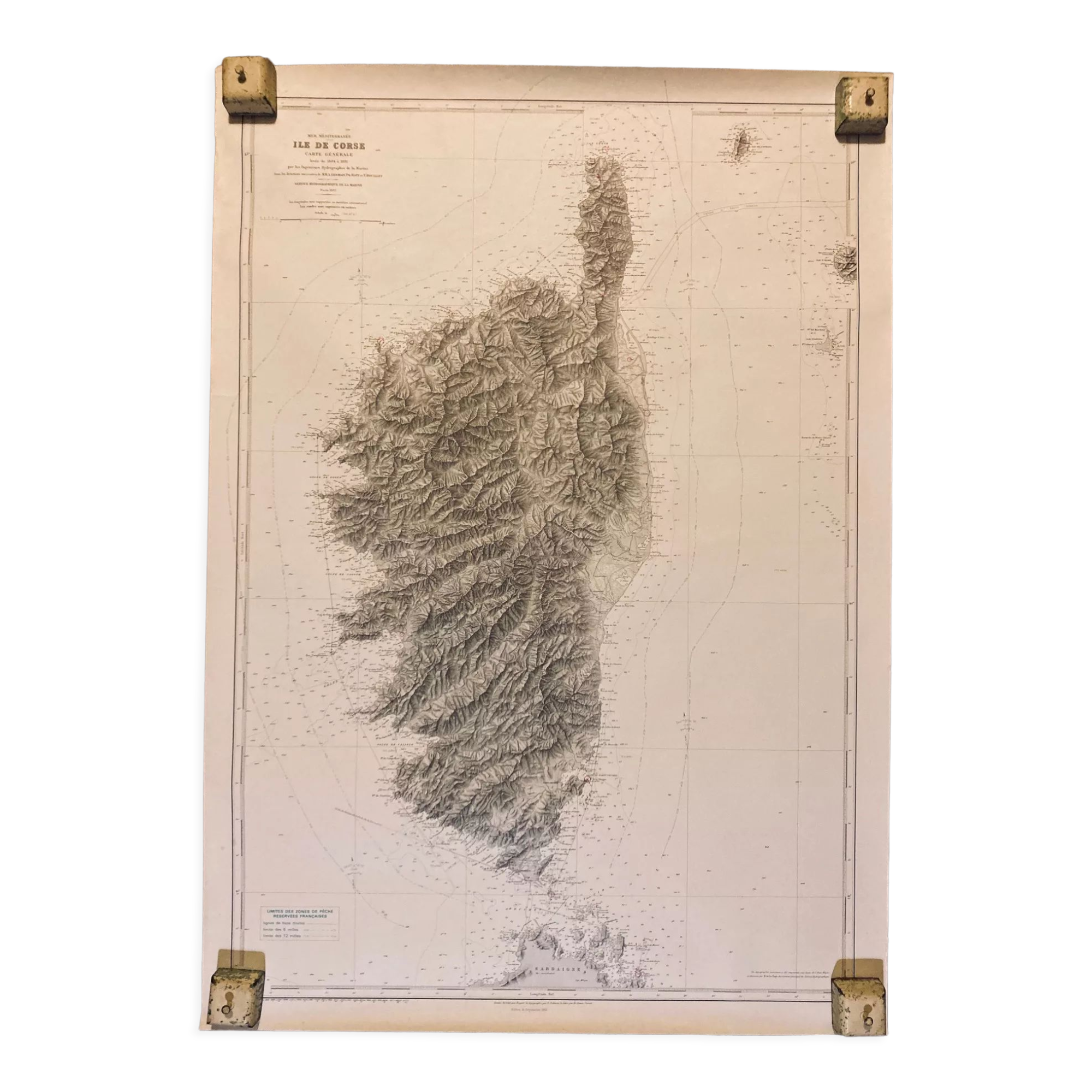 Nautical chart island of corsica corsica recorded germain- hatt bouillet 1884_1891 maritime chart ed 1952
