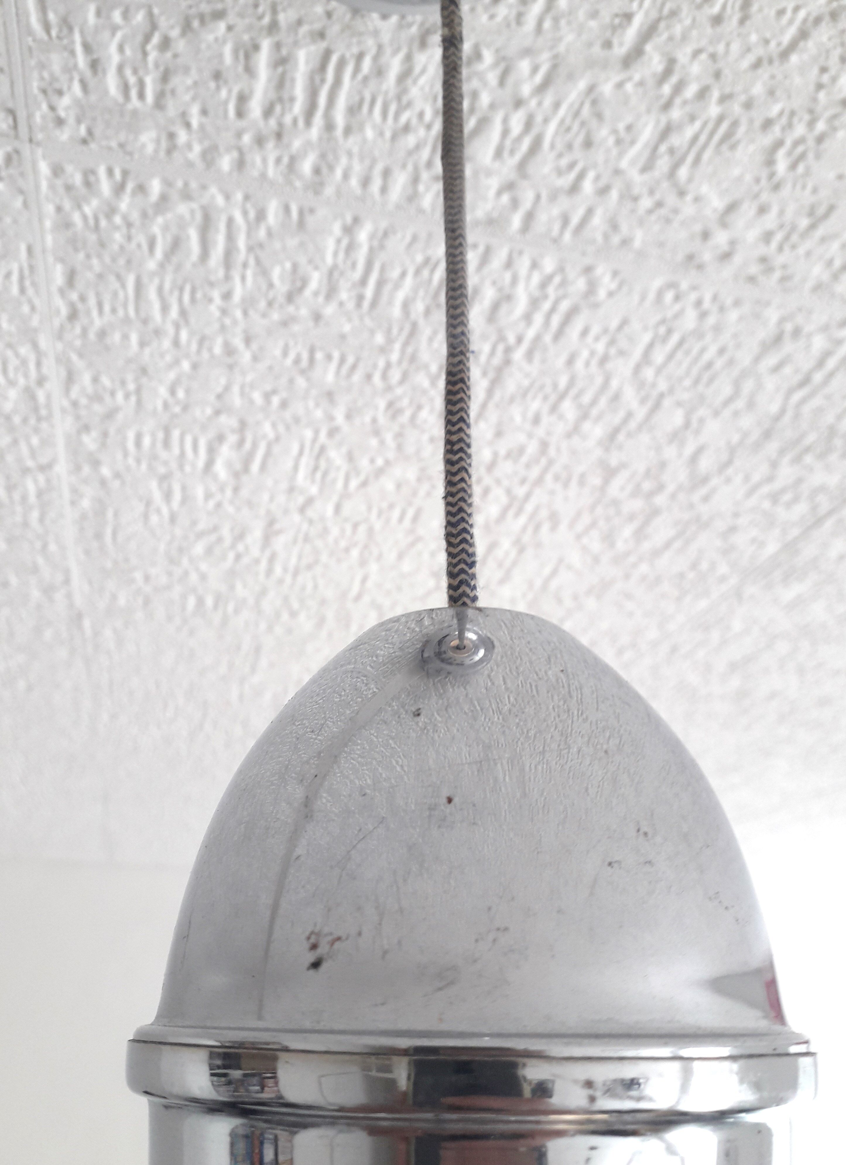 Suspension ''bistrot'' Monte et Baisse - Globe opaline blanche - 1940