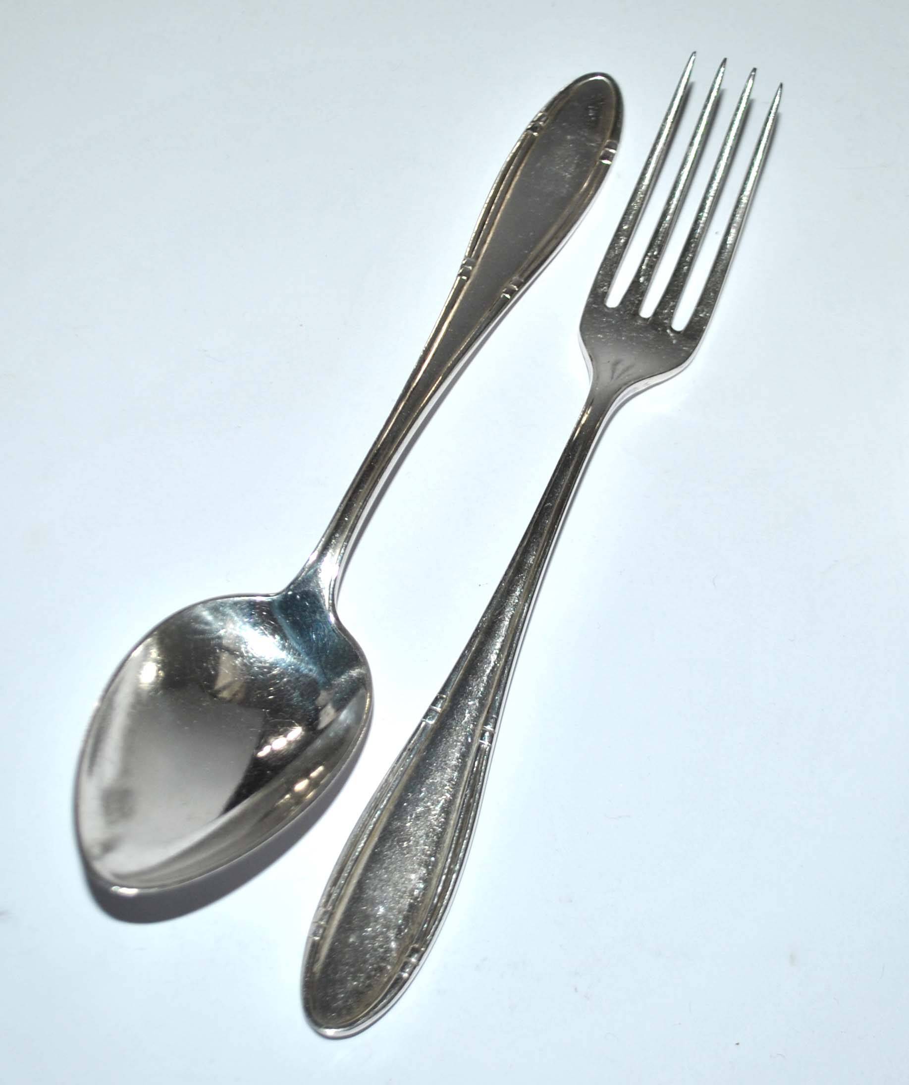 Set of 20 cutlery DEETJEN 100 modernist 1960 - 10 forks and 10 spoons 18.5cm