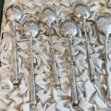 Set of 12 small silver-plated metal spoons