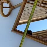 Vintage wicker coat holder with mirror