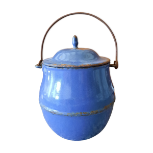 Pot émaillé bleu vintage