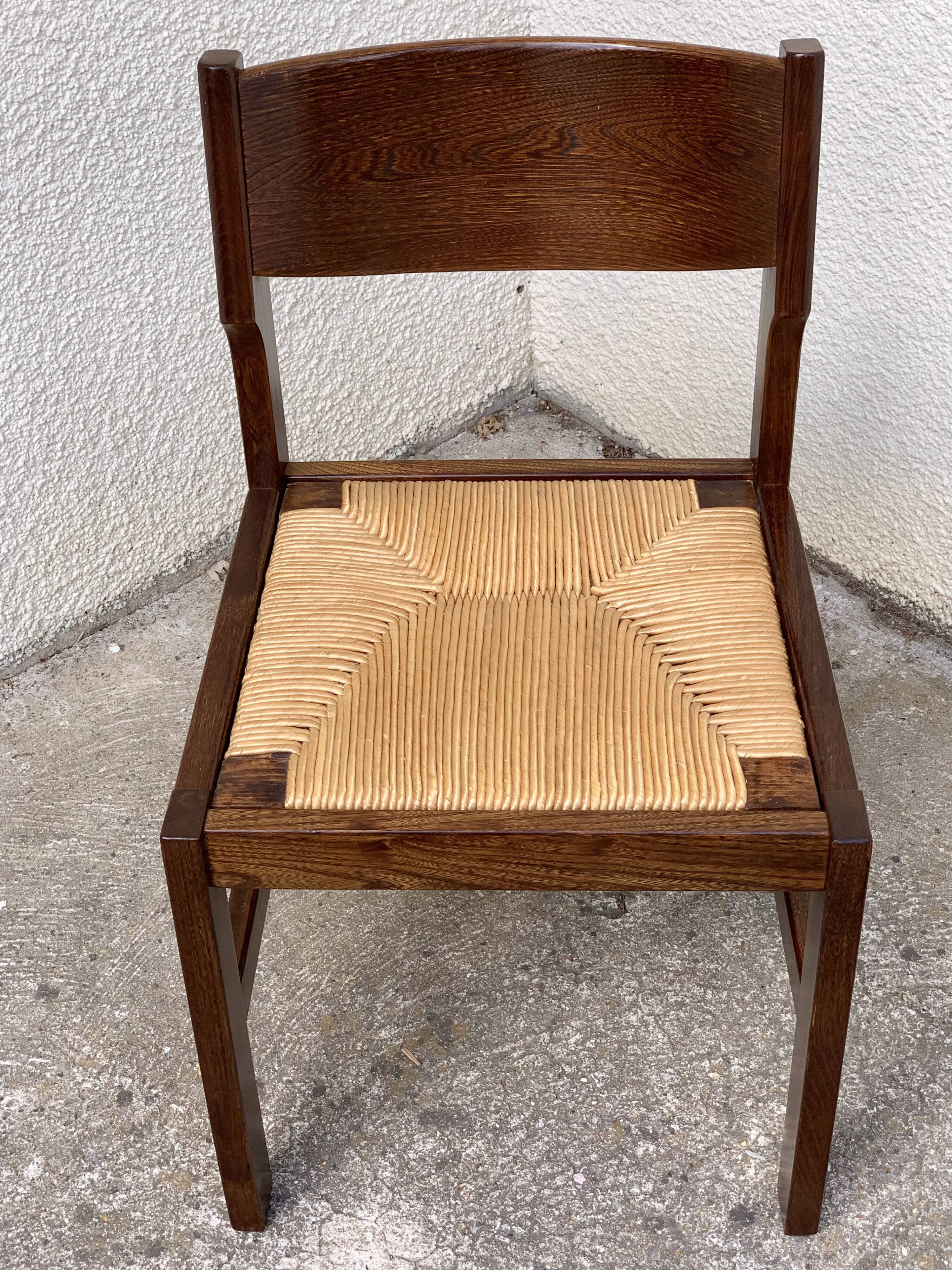 Mulched chairs in vintage solid elm 1960