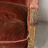 Two Louis XVI style wing chairs in gilded wood, 20th century