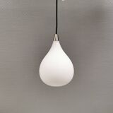 Drop-shaped hanging lamp in white opal glass, by danish El-Light, 1990s