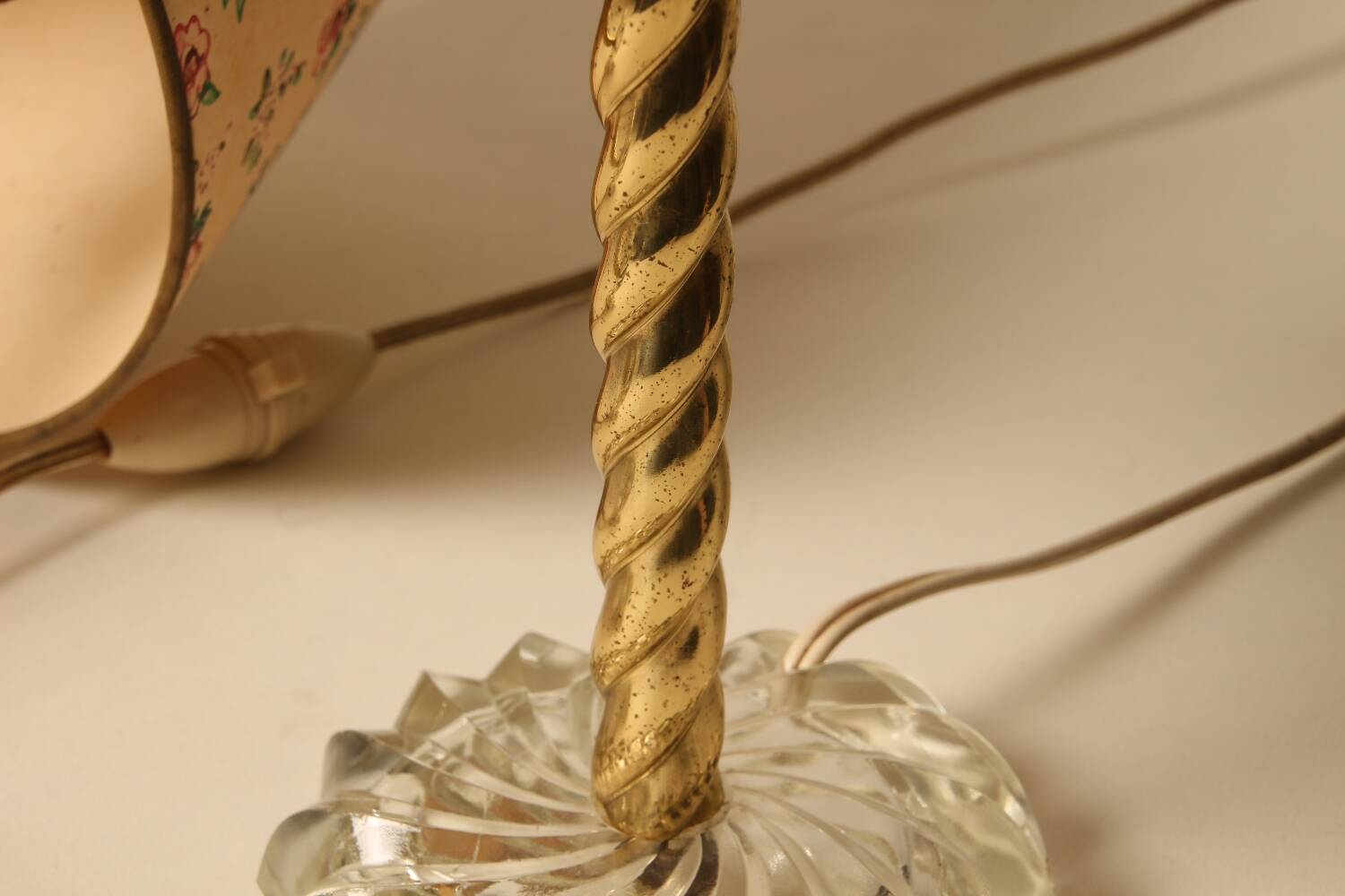 Pair of lamps with hand-painted floral shades