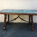 Old green ceramic coffee table from Cazaux