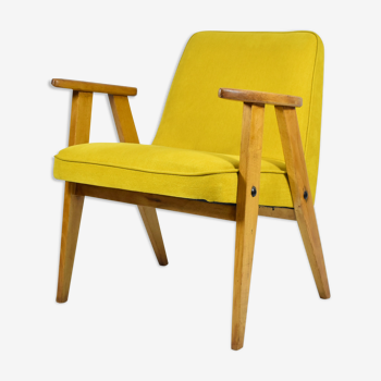 Fauteuil original type 366 designer J. Chierowski tissu jaune années 1960