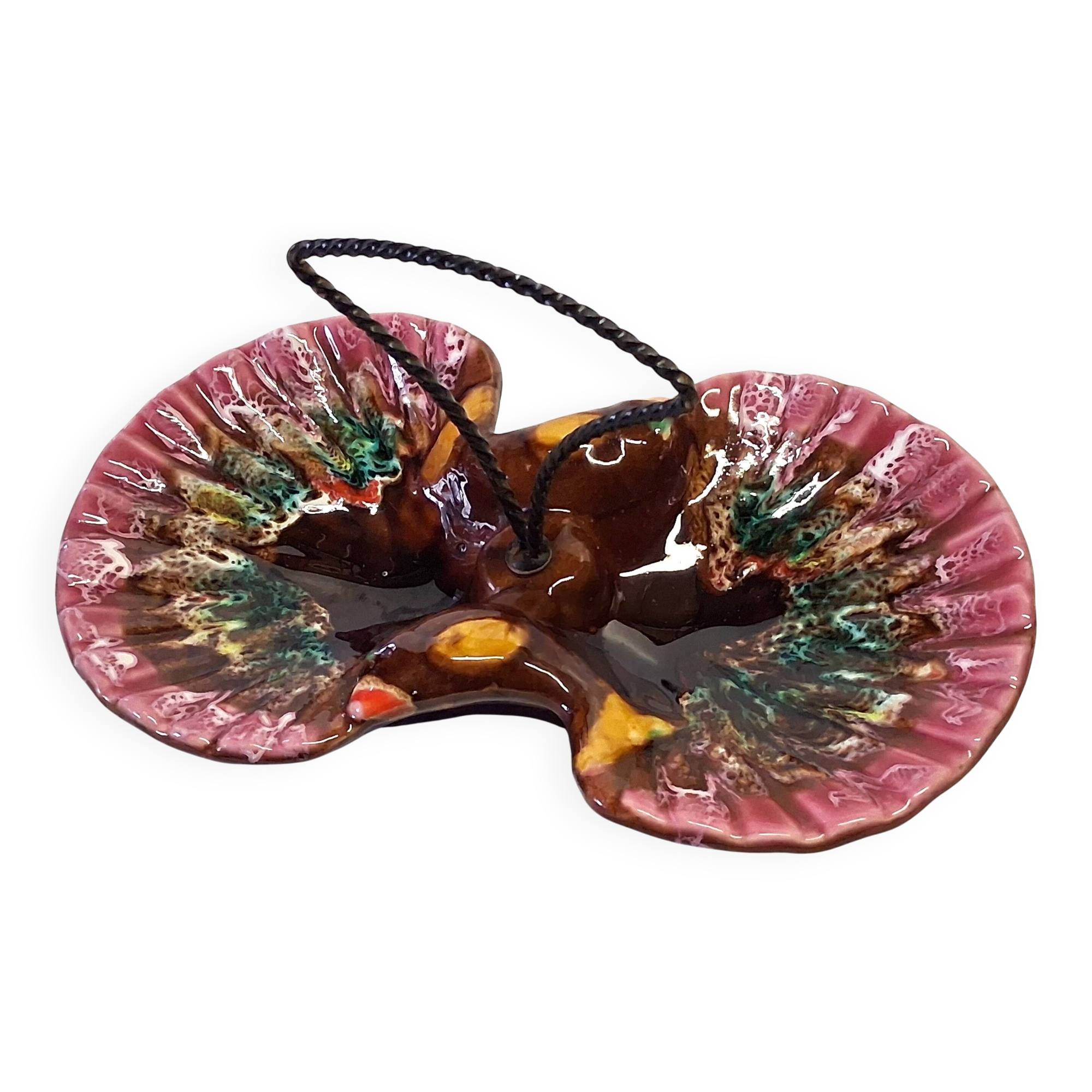 Vallauris-style shell-shaped serving tray in good condition