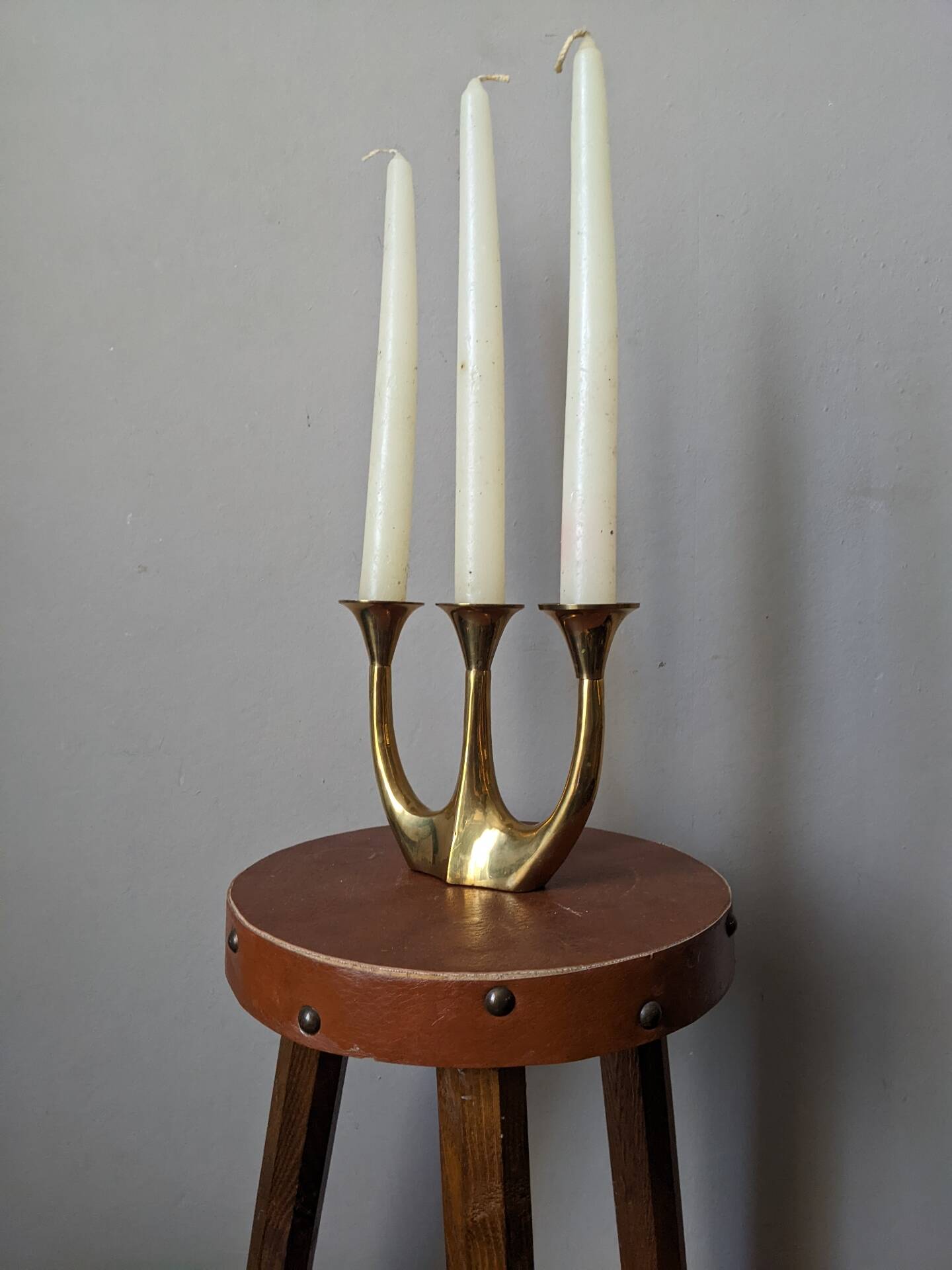Three-branch brass candlestick Scandinavian country decoration