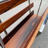 Vintage magazine rack from  rosewood and chrome design