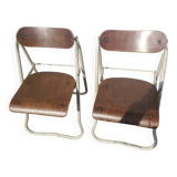 Pair of Bienaise model folding chairs from the Nelson brothers dating from the 1930s.