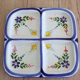 Flat with 4 compartments in earthenware floral decoration