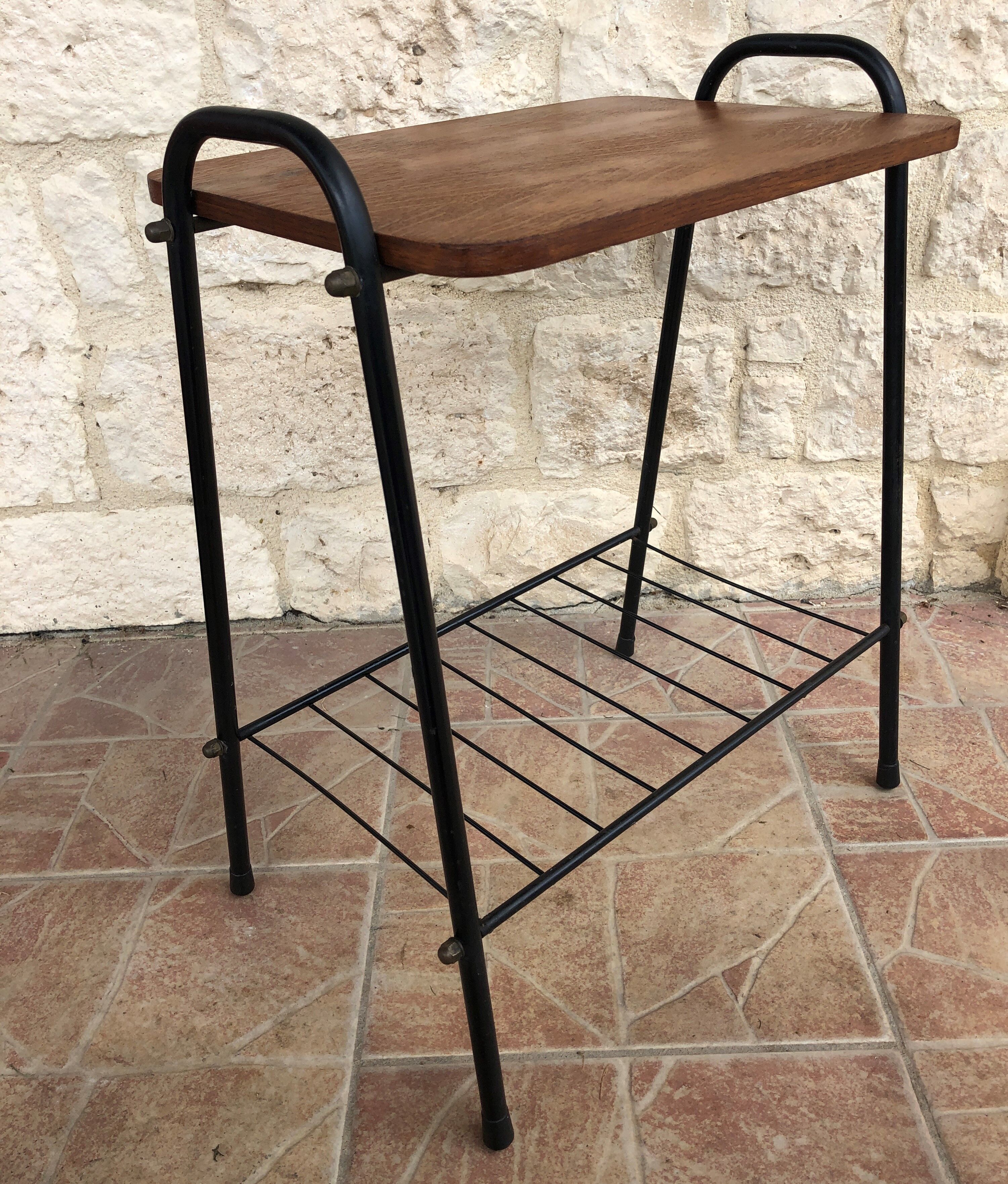 Vintage side table with magazines rack 1960