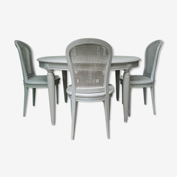 Table art deco rallonge campagne avec chaises gris libéron 1900 XIX 1930 art deco