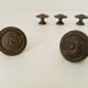 Pair of antique furniture knob handles in solid gilded brass