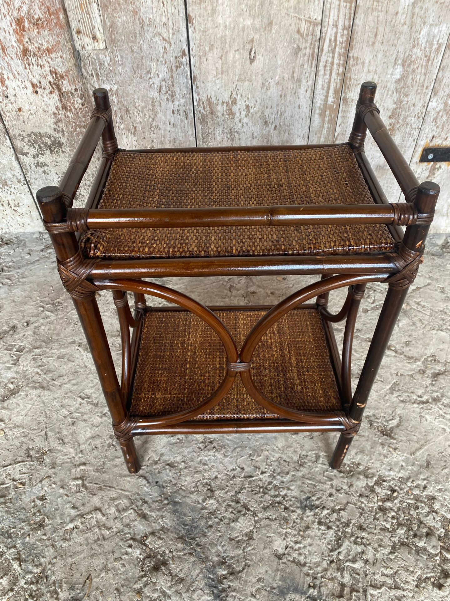 Vintage Rattan Bedside Table #E092