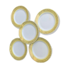 5 assiettes en porcelaine lisere jaune avec un feuillage or vintage