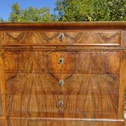 Walnut and walnut burl commode in Louis Philippe style.