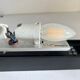Pair of vintage XXL Bakelite diamond glass wall lights with 4 bulbs.