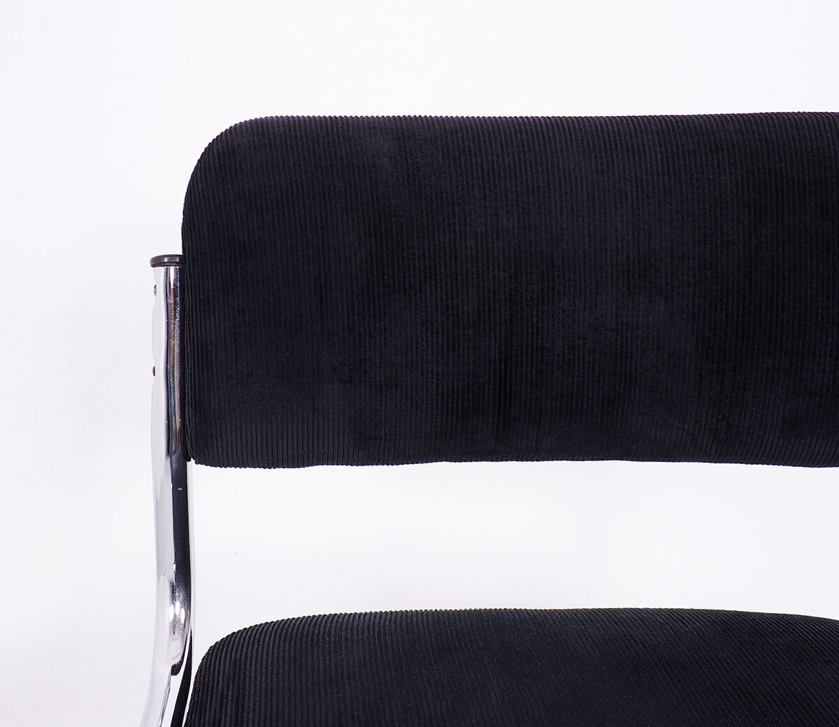 Tubular chrome chairs with black corduroy, set of 4