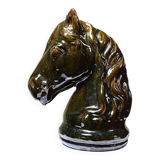 Vintage 1980s glazed terracotta horse or chess knight head