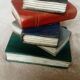 Hold pile holder of books carved wood trompe l oeil
