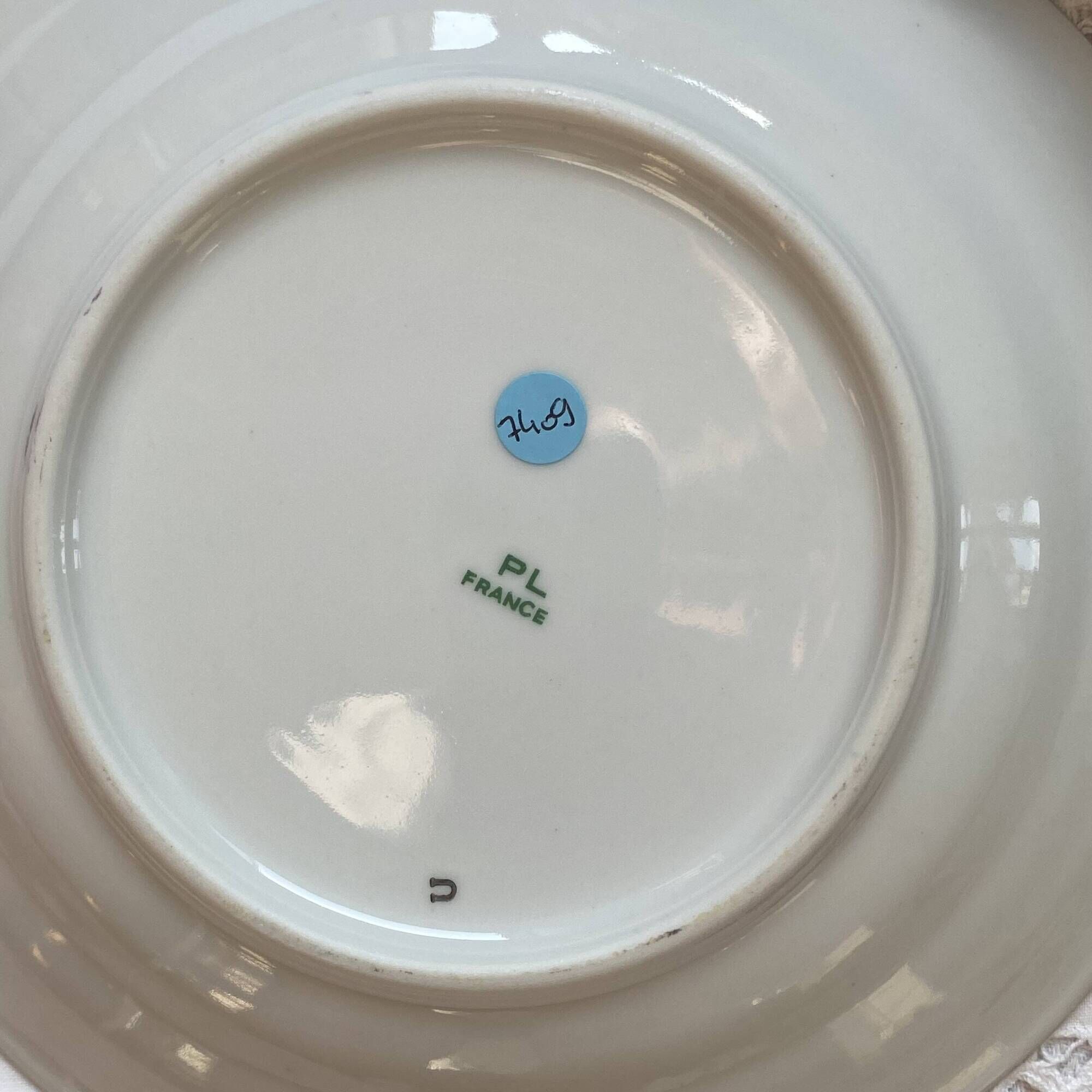 Set of 6 antique porcelain soup plates with gilding PL Limoges
