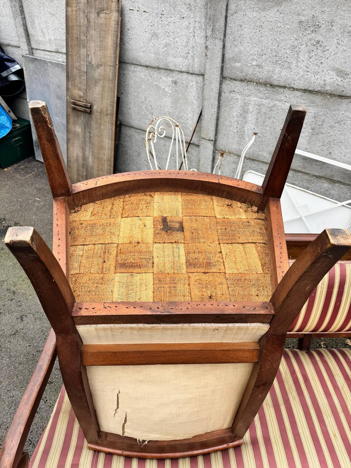 Antique Empire-style salon, 3 pieces. Original upholstery.