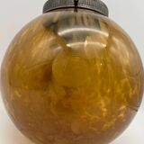 Vintage globe pendant light in amber Clichy glass