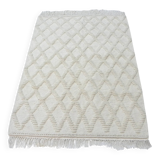 Tunisian Berber Rug, Ecru Wool – Handwoven, Bohemian & Minimalist Style