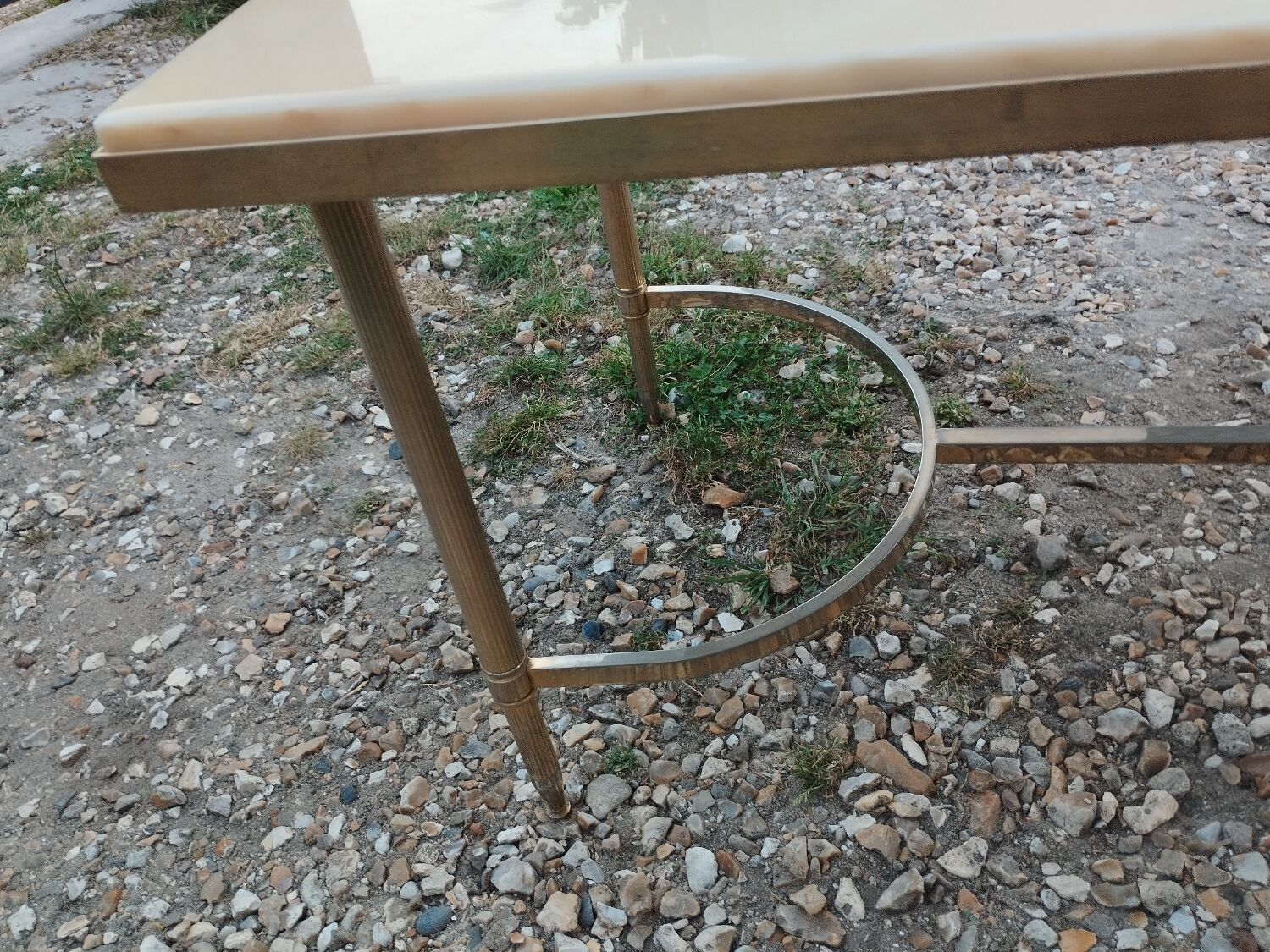 Antique vintage coffee table with marble top